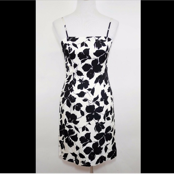 ANN TAYLOR Black & beige floral silk dress NEW - Picture 1 of 8